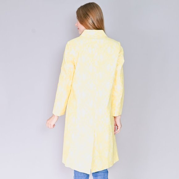 579. CALVIN LUO Yellow Lace Double-Breasted Coat NWT Designer Small - Picture 4 of 6